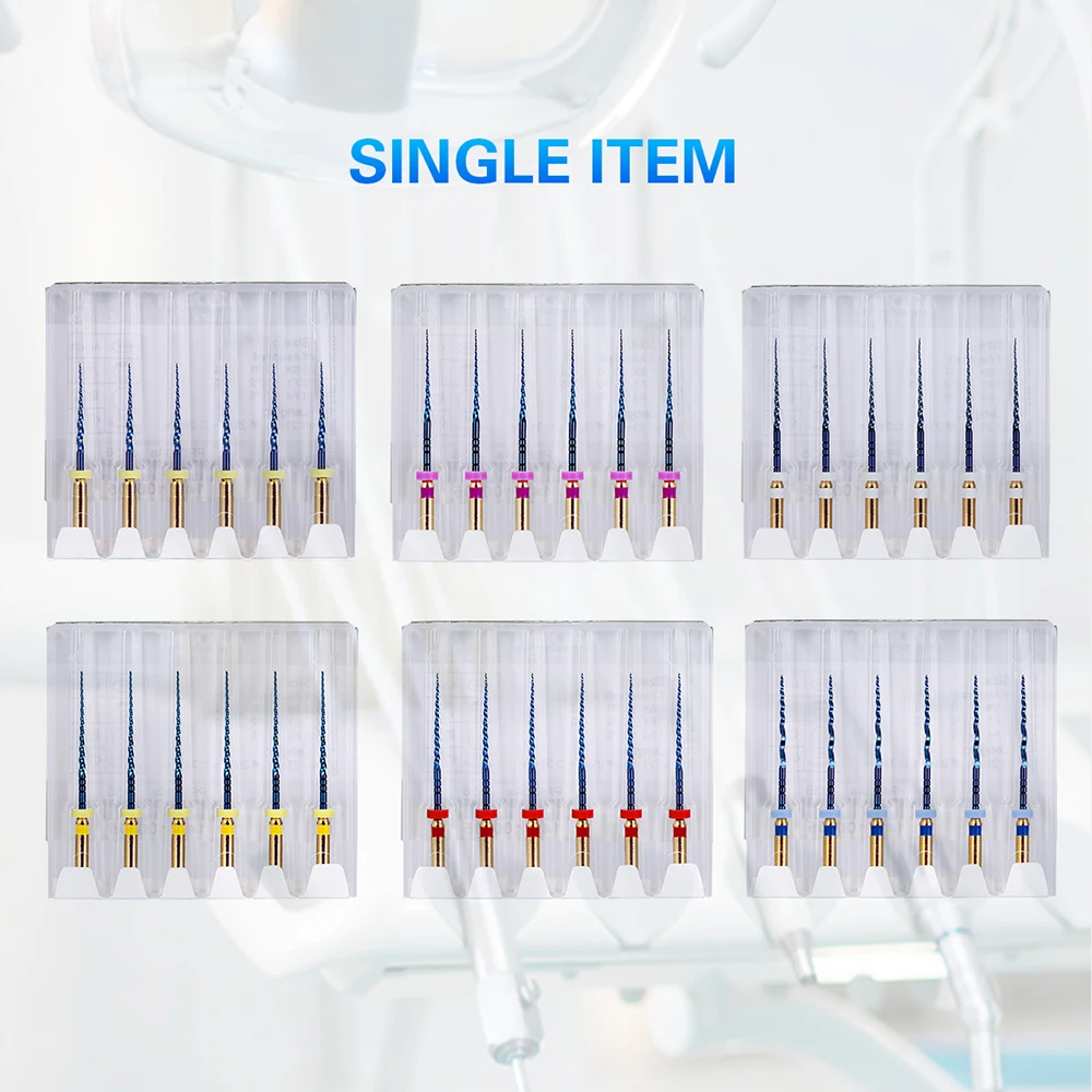 Dental Endo Root Files Root Canal 6pcs/pack 25mm,SX Dental Files Root Canal Dental Engine Use Rotary Heat Activated Canal Root