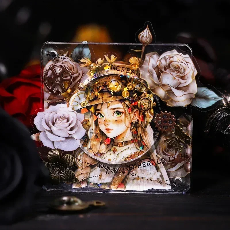 5Sheets Punk style handbook Decor Adhesive materials handmade Paper Scrapbook Cut 168*116mm PET Sticker Princess Diary