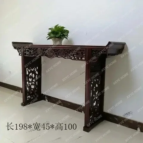 LSolid Wood Antique Style Home Altar Chinese Style 1.8m Altar Classical Elm Buddha Table 2m Living Room Hall