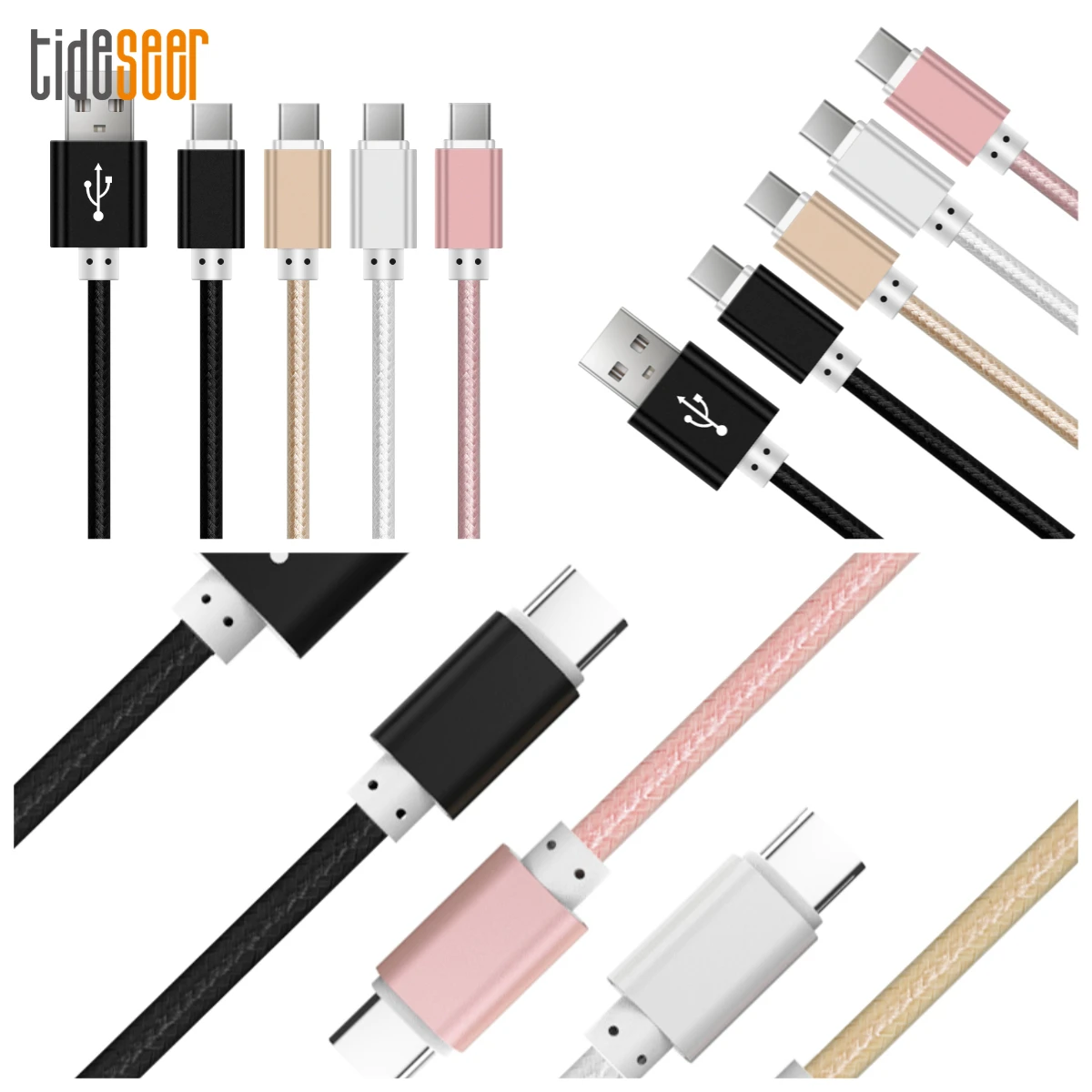 

200pcs 0.25m 1m 1.5m 2m 3m Micro USB Type C Mobile Phone Charging Cable for iPhone Samsung Xiaomi Huawei Type-C Charge Cord