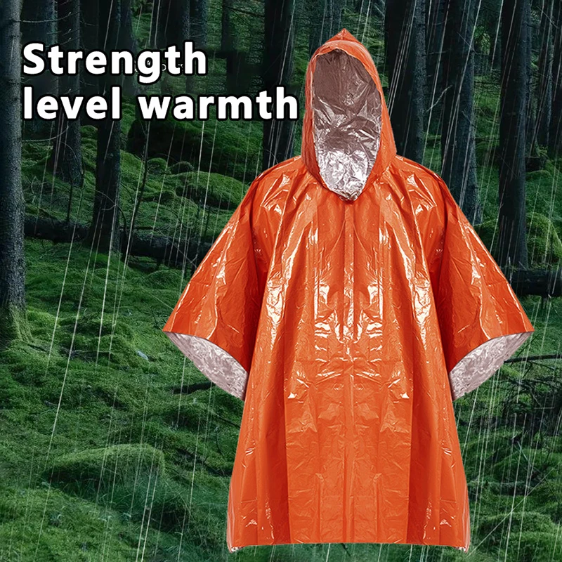 Emergency Waterproof Raincoat Aluminum Film Disposable Poncho Warm Thermal Rainwear Blankets Survival Tools Camping Equipment