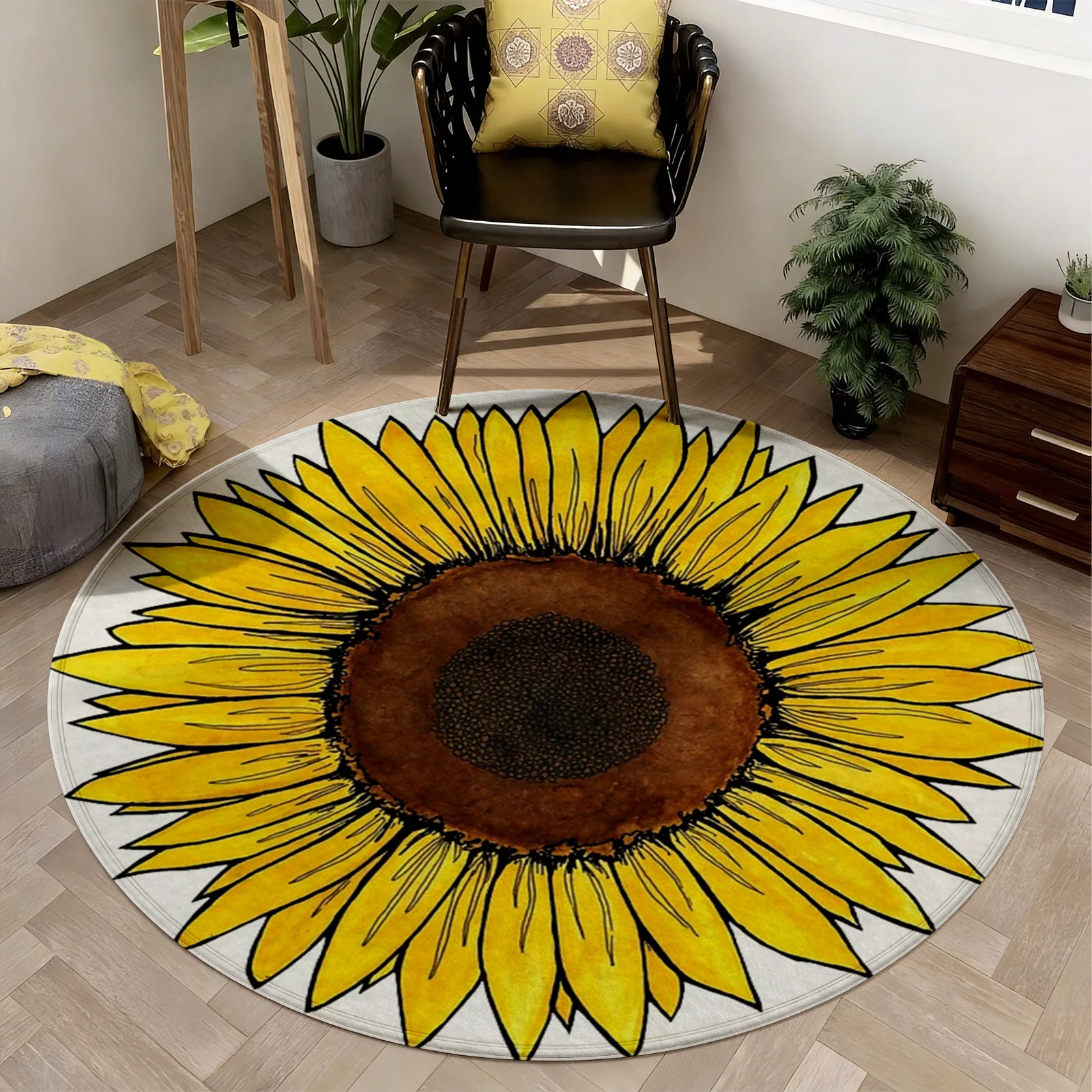 Tapete Redondo Boho com Estamp - Home Bathroom Rugs avaliação e preço