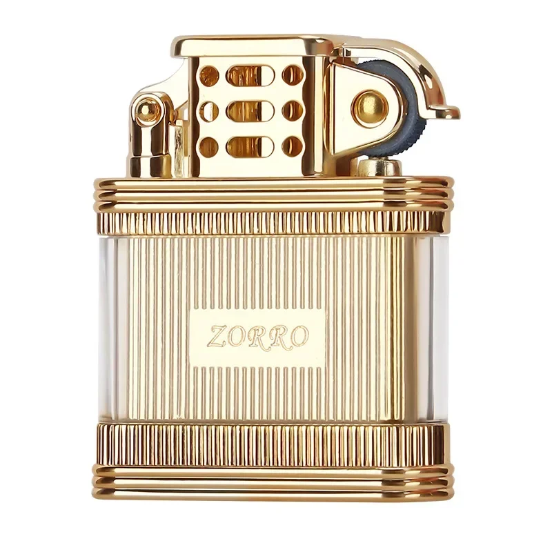 Zorro Z727 Fashion Visible Transparent Oil Bin Classic Rocker Arm Grinding Wheel Kerosene Lighter Men\'s Personality Gift