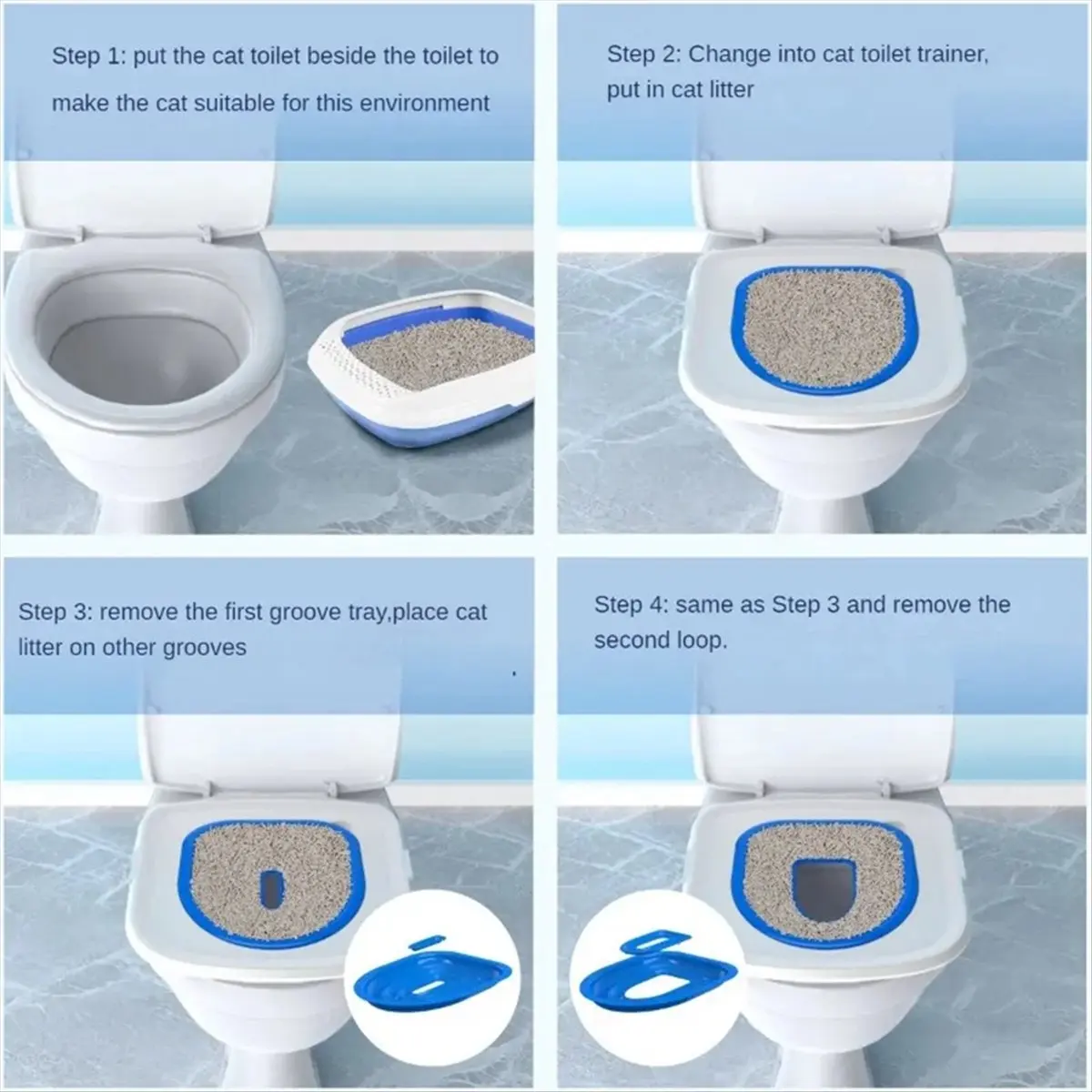 MALL Plastic Cats Toilet Training Kit Reusable Puppy Cats Litter Mat Cats Toilet Trainer Toilet Pets Cleaning Cats Training,C