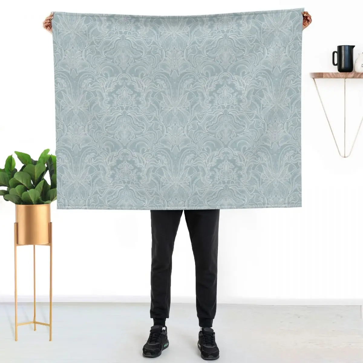 Hand Drawn Paisley with hidden mouse design Seafoam Throw Blanket Beach Sleeping Bag Bed Picnic for babies Blankets