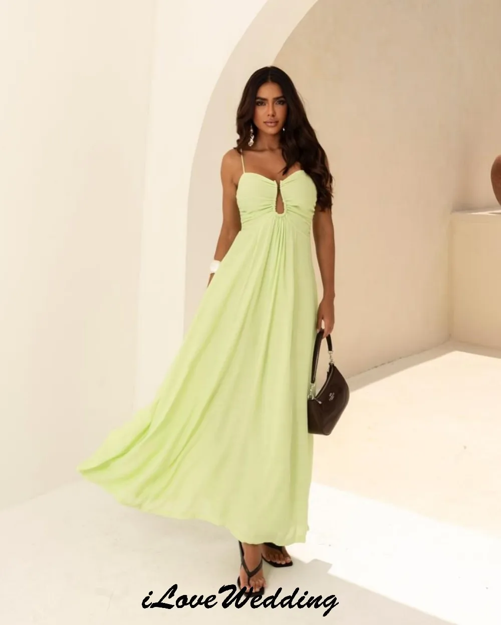 Зеленые шифоновые платья подружки невесты трапециевидной формы 2022, элегантное вечернее платье для женщин, платье для выпускного вечера на тонких бретельках до щиколотки по индивидуальному заказу
