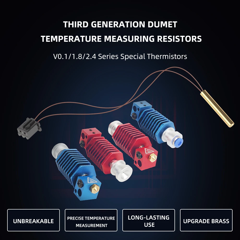 3DSWAY 3D Printer Parts NTC100K Thermistor Temperature Sensor Dumet High Temperature Filament Hotend Kit 3950 For Voron Series