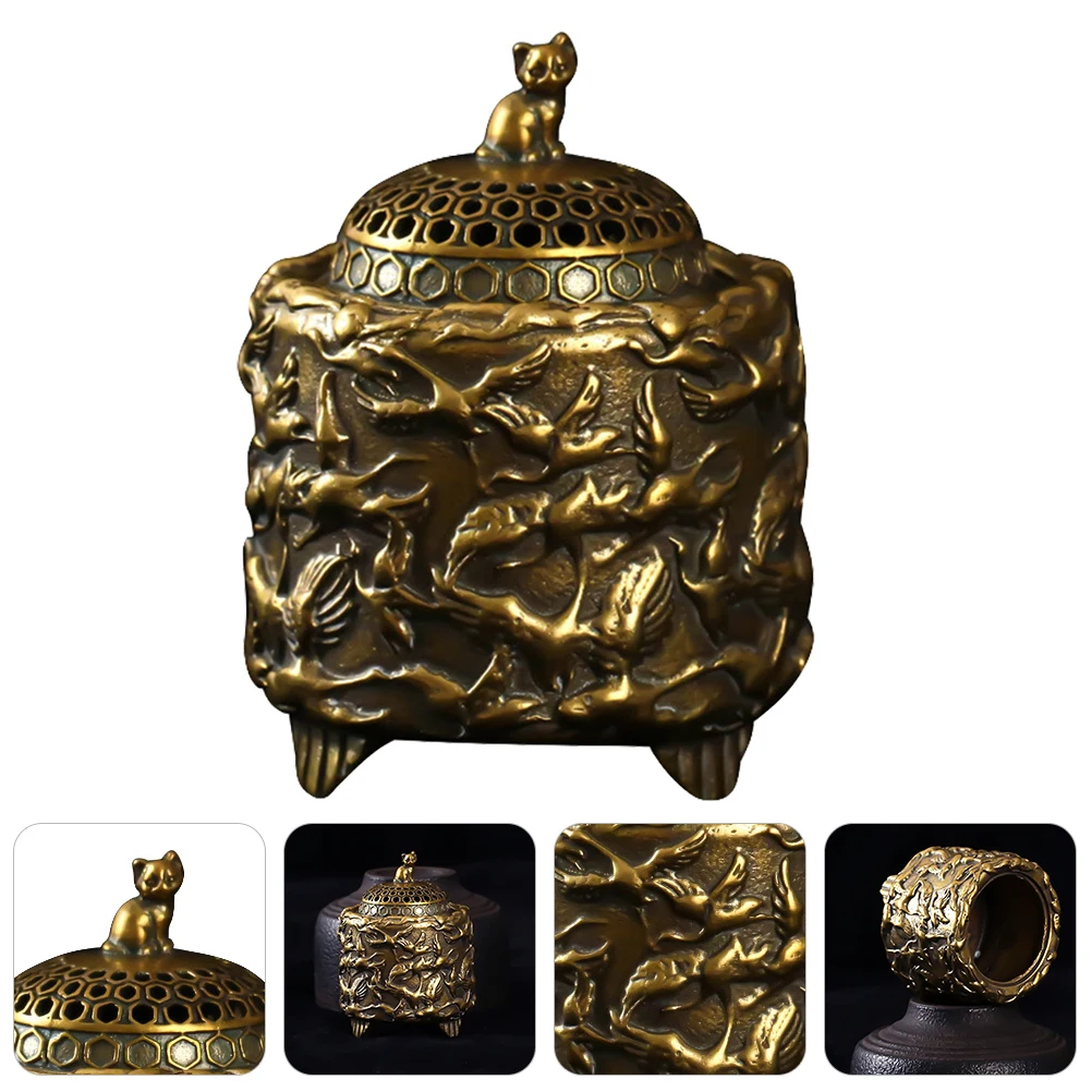 

Incense Plug Ornaments Brass Burner Small Censer Decor Aroma for Crafts Household Unique Copper Decorative