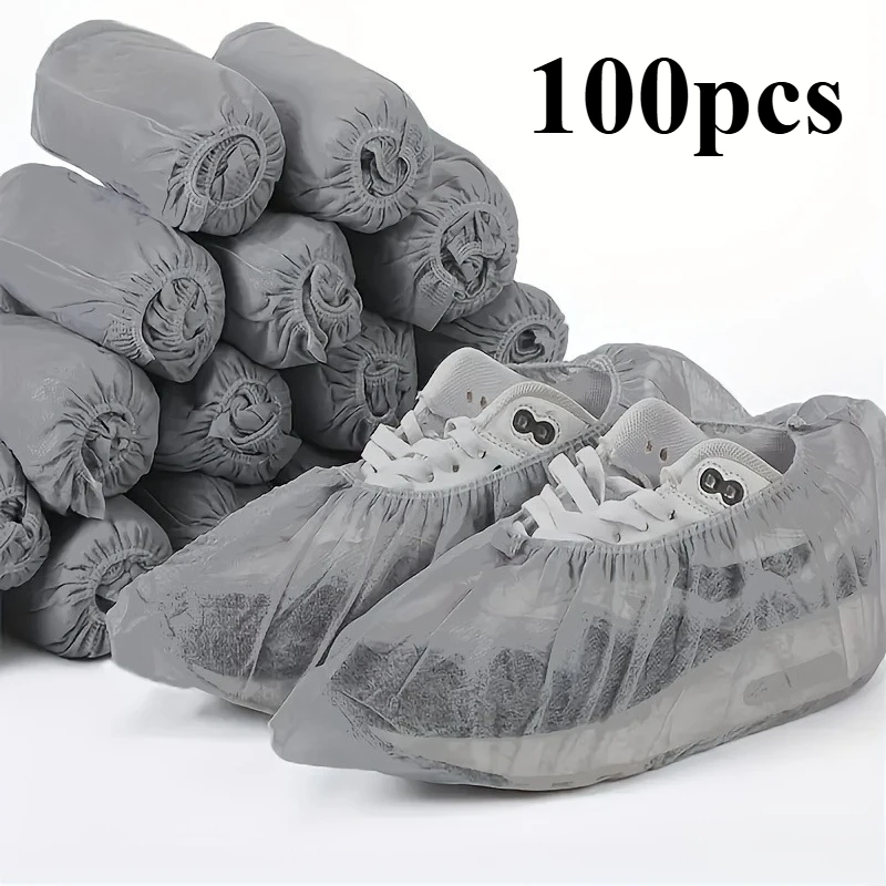 

100 шт. одноразовых нетканых бахил — пылезащитные нескользящие чехлы для обуви для дома, офиса и рабочего места