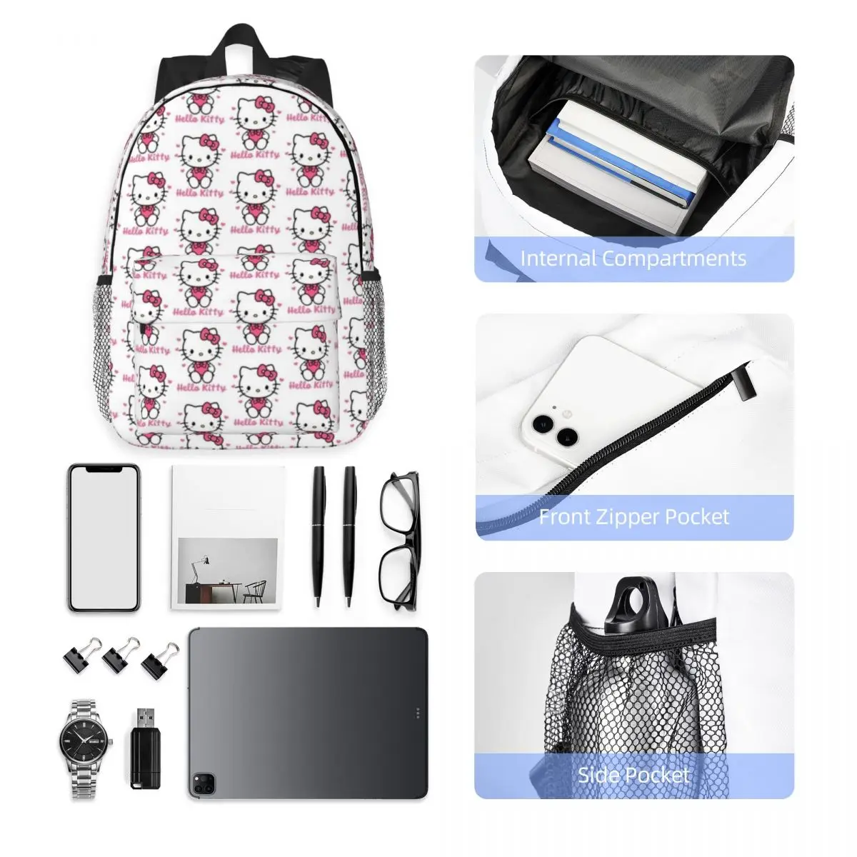 Hello Kitty Compact 15-Inch Backpack - Stylish Lightweight Bag Perfect for Students and Commuters