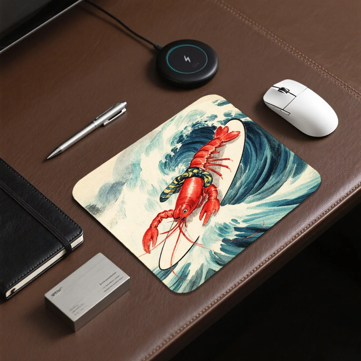 

1pcs Artistic Rubber Mouse Pad Lobster Ocean Wave Design for Home Office Gaming Vintage Style Decor Gift for Seafood Lovers