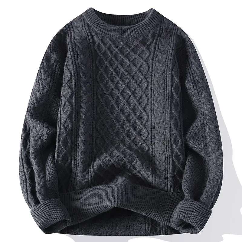 رجل ريترو الحياكة البلوز البلوزات الخريف الشتاء الرجال سترة خمر س الرقبة بلون رجالي محبوك البلوفرات فضفاضة Harajuku #5