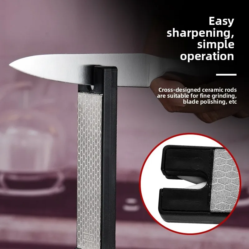 1PC Small Outdoor Folding Knife Sharpening Tool, Portable Sharpener, Double-Sided Coarse-Fine Whetstone, Emery Fish-Hook Grinder