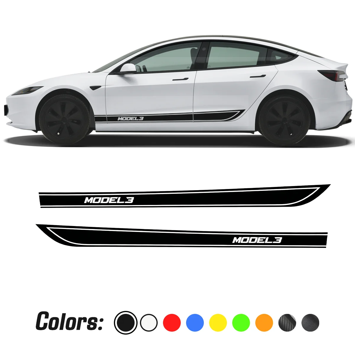 For Tesla Model 3 Car Side Body Stickers Racing Stripe Vinyl Decals Waterproof Car Exterior Decoration Tuning Accessories