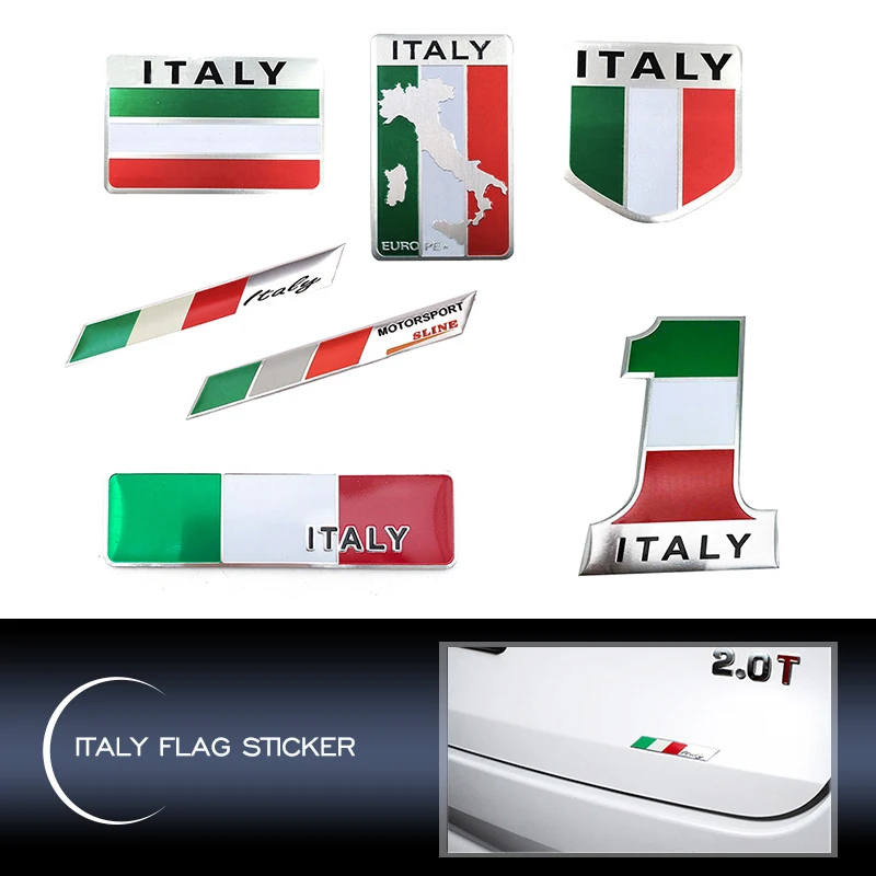 

3D Aluminum Alloy Italy National Map Flag Car Front Grill Grille Emblem Sticker Racing Sports Decal For Fiat Piaggio Vespa Ford