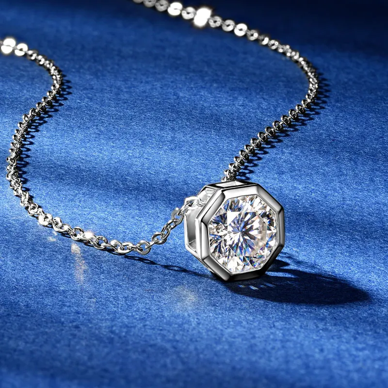 

Классический кулон-пасьянс с муассанитом 1 карат 2 карата D, ожерелье из серебра 925 пробы, регулируемая цепочка из полиго для женщин с ювелирными изделиями с сертификатом