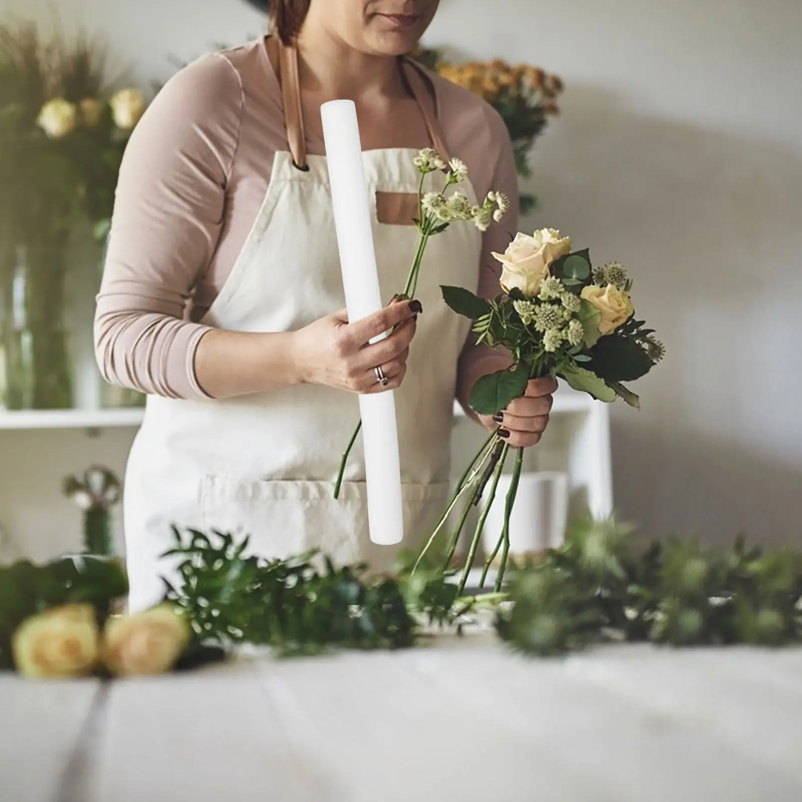 

4Pcs Solid Sponge Cylinder Floral Arrangement Supplies Stable Flower Sticks for Wedding DIY Craft White 19.65x1.57in
