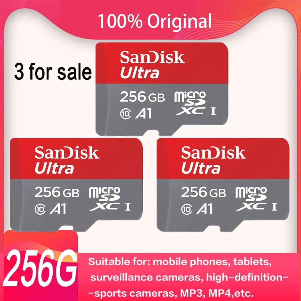 3 pcs sell 256GB micro SDHC/SDXC A1 Ultra Memory Card UHS-I 120M/s 16GB 32GB 64GB 128G 512G 1TB TF Card carto memoria for Video