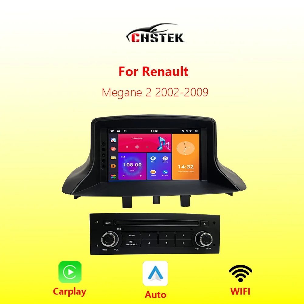 Car Radio Carplay For Renault Megane 2 2002 2003-2009 Multimedia Player Autoradio Navigation Bluetooth WIFI Android Auto CHSTEK