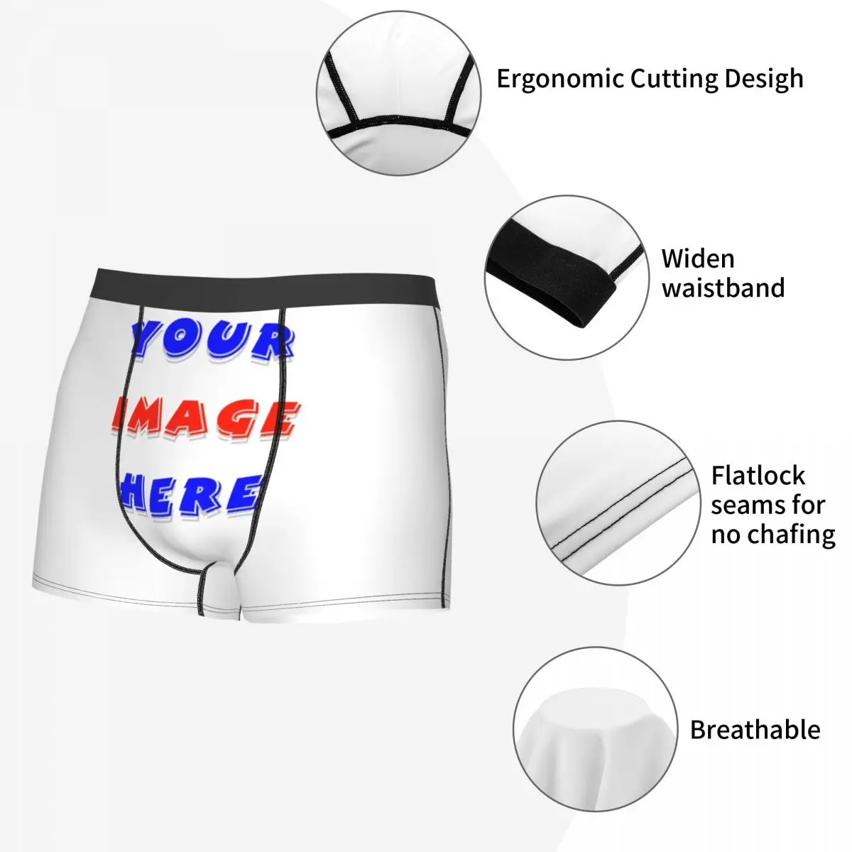 Your Image Here Man\'s Boxer Briefs Underwear Customizable Free Design Highly Breathable Top Quality Gift Idea