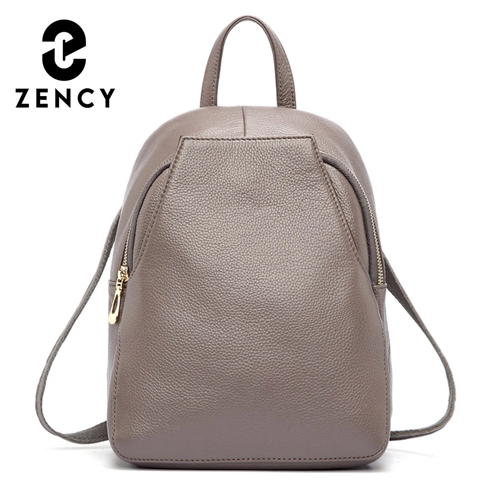 

Женский рюкзак Zency из 100% натуральной кожи, модная розовая простая школьная сумка для девушек, повседневный дорожный ранец черного цвета