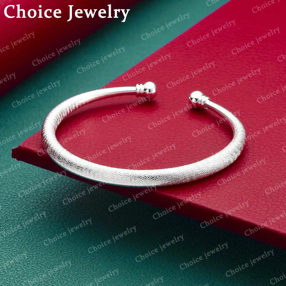 925 Sterling Silver Bangles Bracelets For Women Fashion Jewelry Open and Adjustment Size Design Best Gift Choices