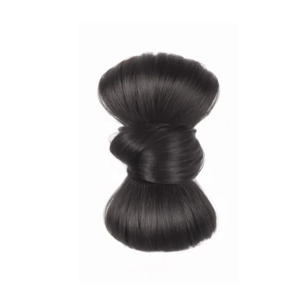 جديد الاصطناعية كعكة الشعر مخلب كليب الطبيعي Bowknot كعكة رئيس شعر مستعار بني أسود رقيق هيربيسي إكسسوارات الشعر