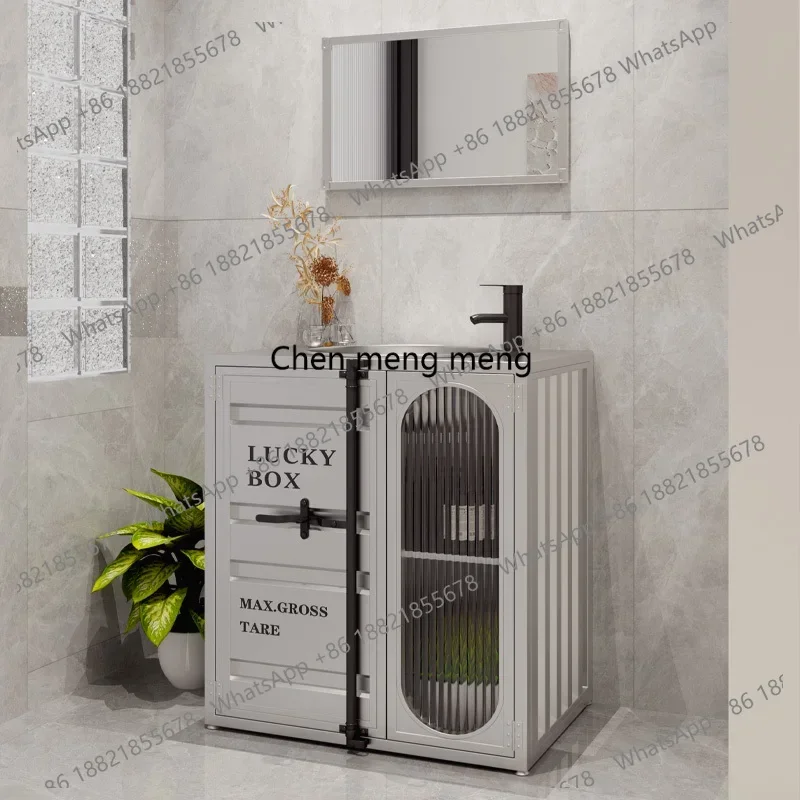 Q181 Industrial wind washing table Container retro washing cabinet Commercial integrated stainless steel column basin