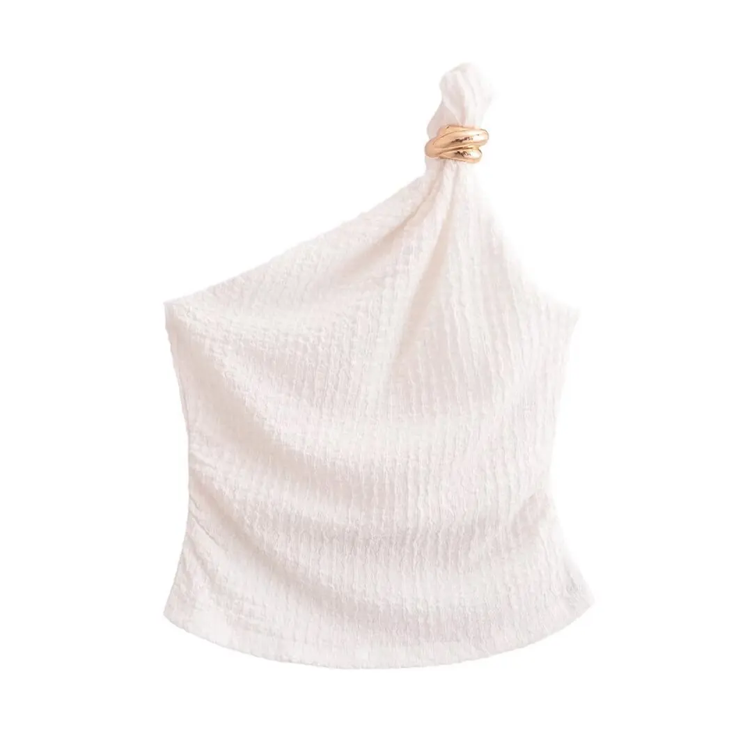 

2025 Women Sling Top Chic One Shoulder Strap Vest Women's Summer Slim Skinny Sleeveless Threaded Shoulder Sling Tank Top