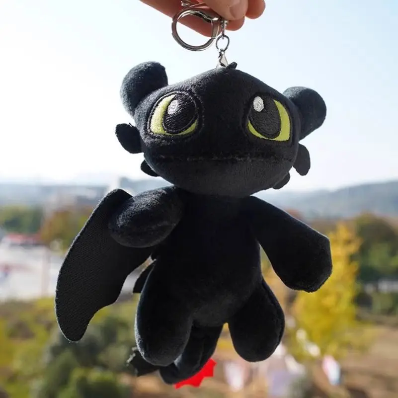 Toothless Cartoon Plush Keychain Cute Little Black Dragon Plush Toy Backpack Charm Ornament Kawaii Anime Peripherals Couple Gift