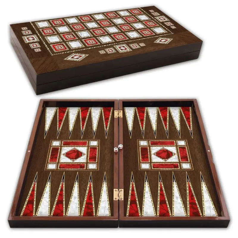 Pearl Polyester Pearl Wooden Backgammon Set Big Medium Small Size Trendy Family Board Games Very Special Gift Home Best Quality