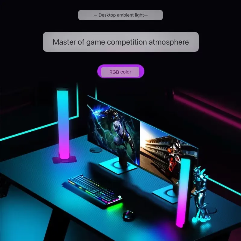 Desktop Gaming Mood Decor Smart RGB LED Light Bars 16 Adjustable Colors Music Sync Rhythm Pickup Ambient Lamp With Remote