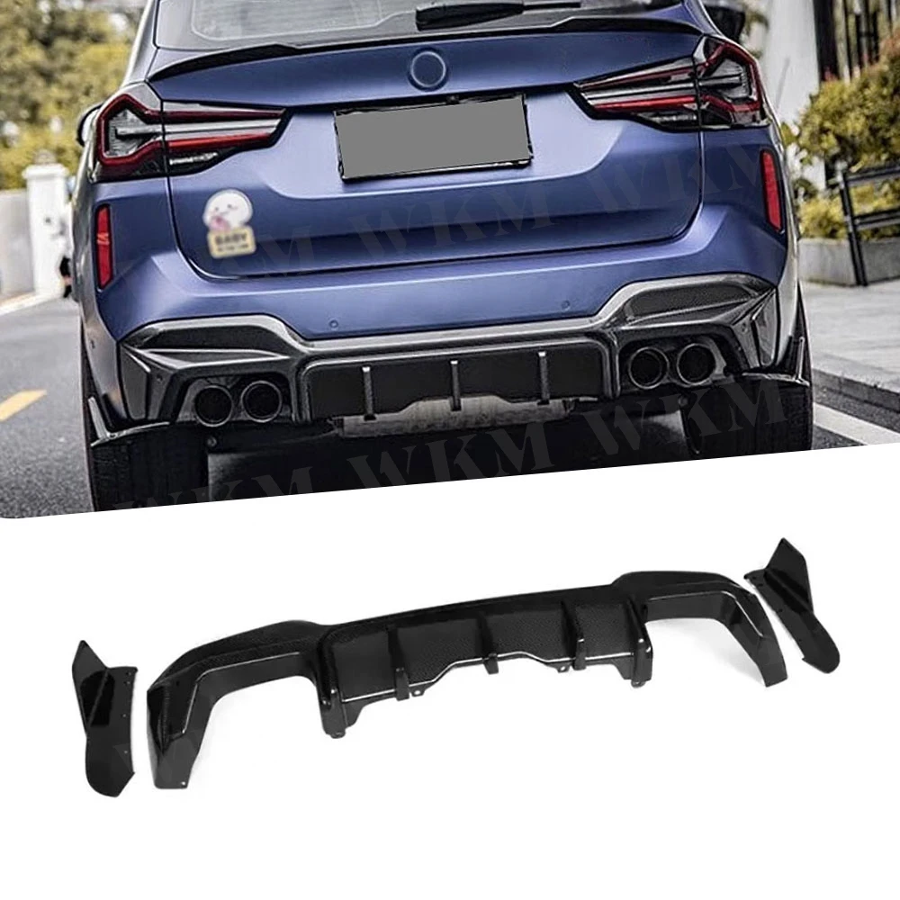 

Dry Carbon Fiber Rear Bumper Diffuser Lip Side Flaps Splitters For BMW X3M F97 2022+ Rear Spoiler Car Body Kit Parts