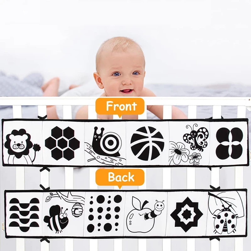 Black and White High Contrast Soft Book for Baby Educational Toys Activity Bed Cloth Book Crib Toys for Newborn 0 12 Months