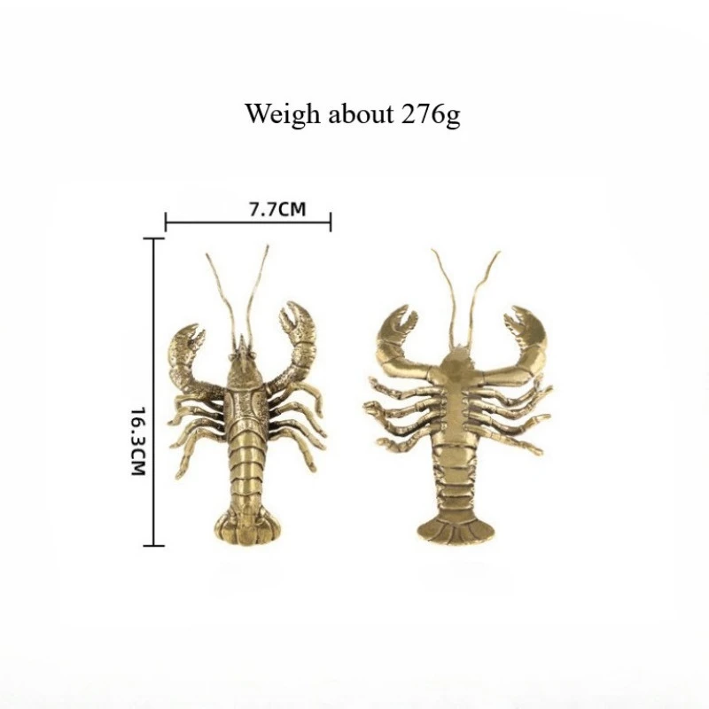 Little Fairy/Retro Brass Big Lobster Desktop Ornaments Creative Metal Animal Mini Sculpture Tea Pet Living Room Home Decoration