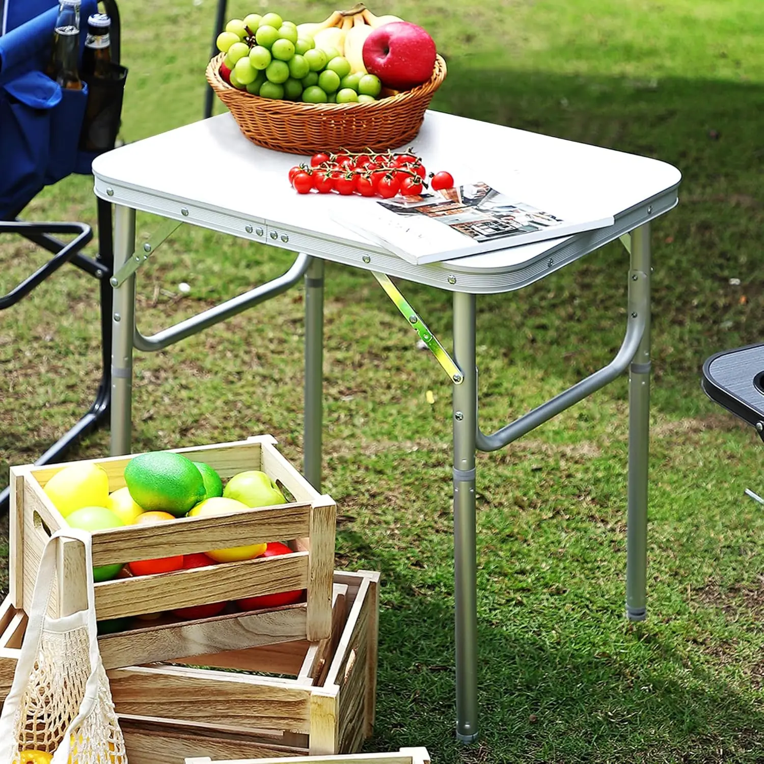 

Aluminum Folding Camping Table Adjustable Height,Outdoor Camping Portable Table for Indoor/Outdoor, Beach Picnics, and RV Trips