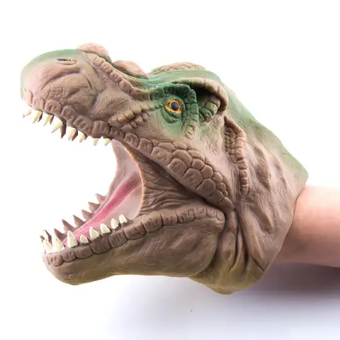 1Pcs Dinosaur Hand Puppet Tyrannosaurus Head Realistic Brown Role Hand Puppet for Birthday Gift Imaginative Game