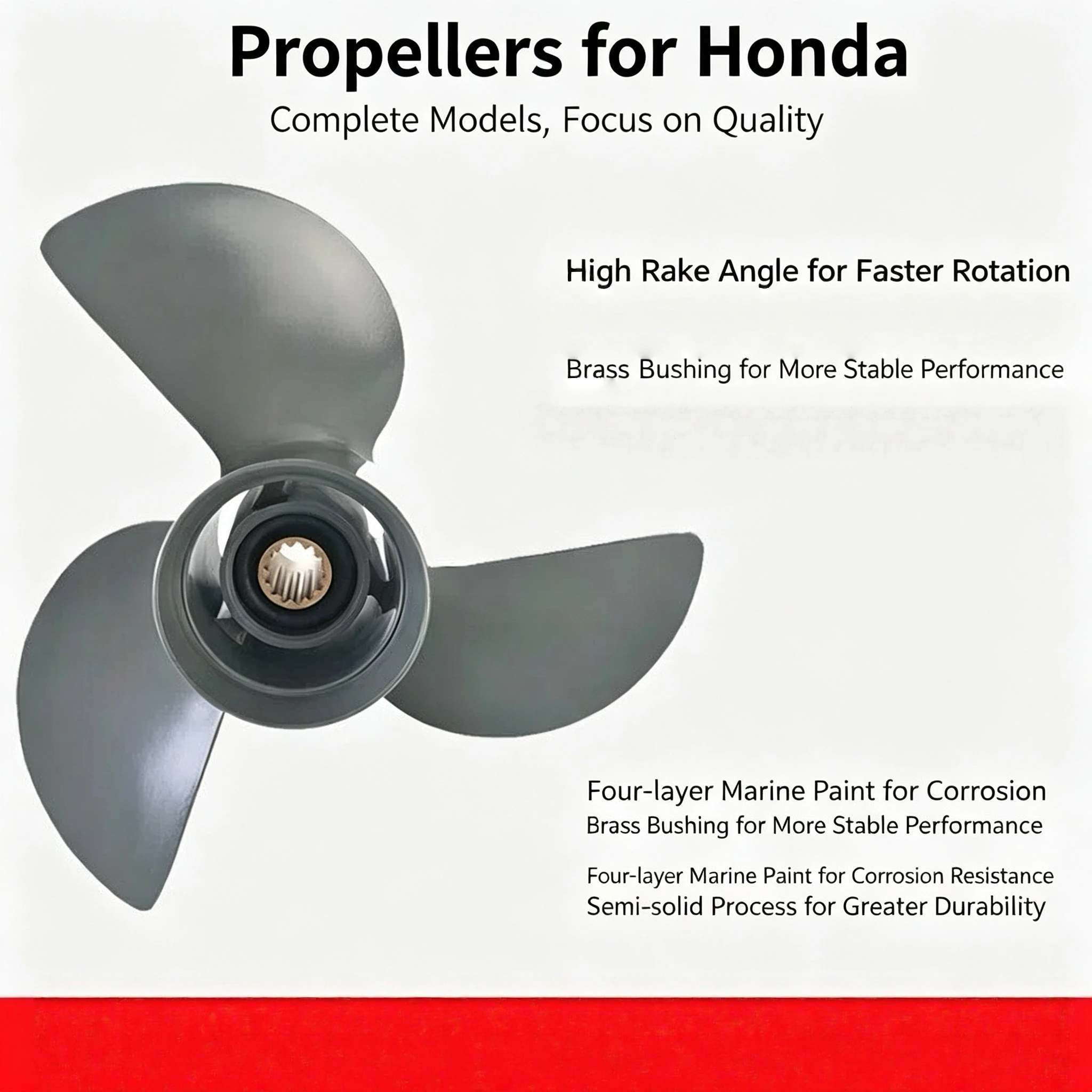 10 Inch 8 Spline Propeller Fit 15-20HP Yamaha, Honda, Baisheng, Haihangkai Outboard Motors