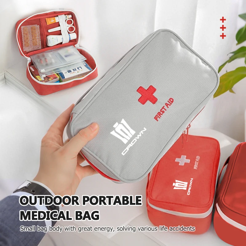 Car Logo Medical Package Outdoor First Aid Kit Travel Drugs Storage Organizer For Toyota Crown Athlete 2000 2001 2002 2003 2004