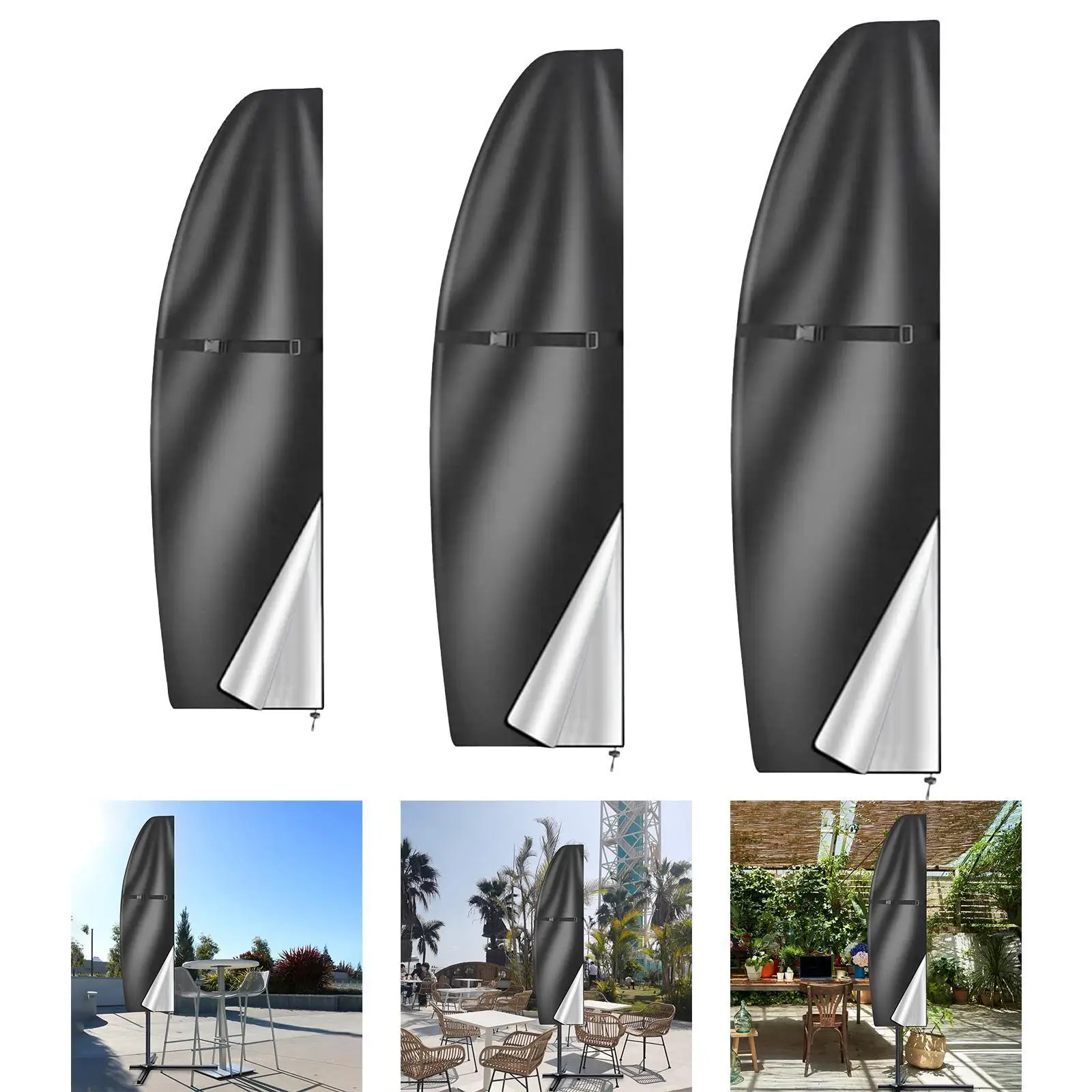 Patio Umbrella Cover Sun Protection Oxford Fabric Lightweight with Zipper Portable with Strap Cover for Backyard Lawn