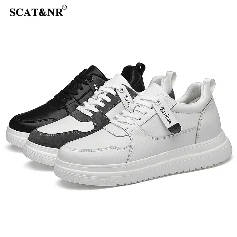 Men sneakers elevator shoes heightening height increase insole 7-8cm high heels shoes genuine leather sport shoes men shoes