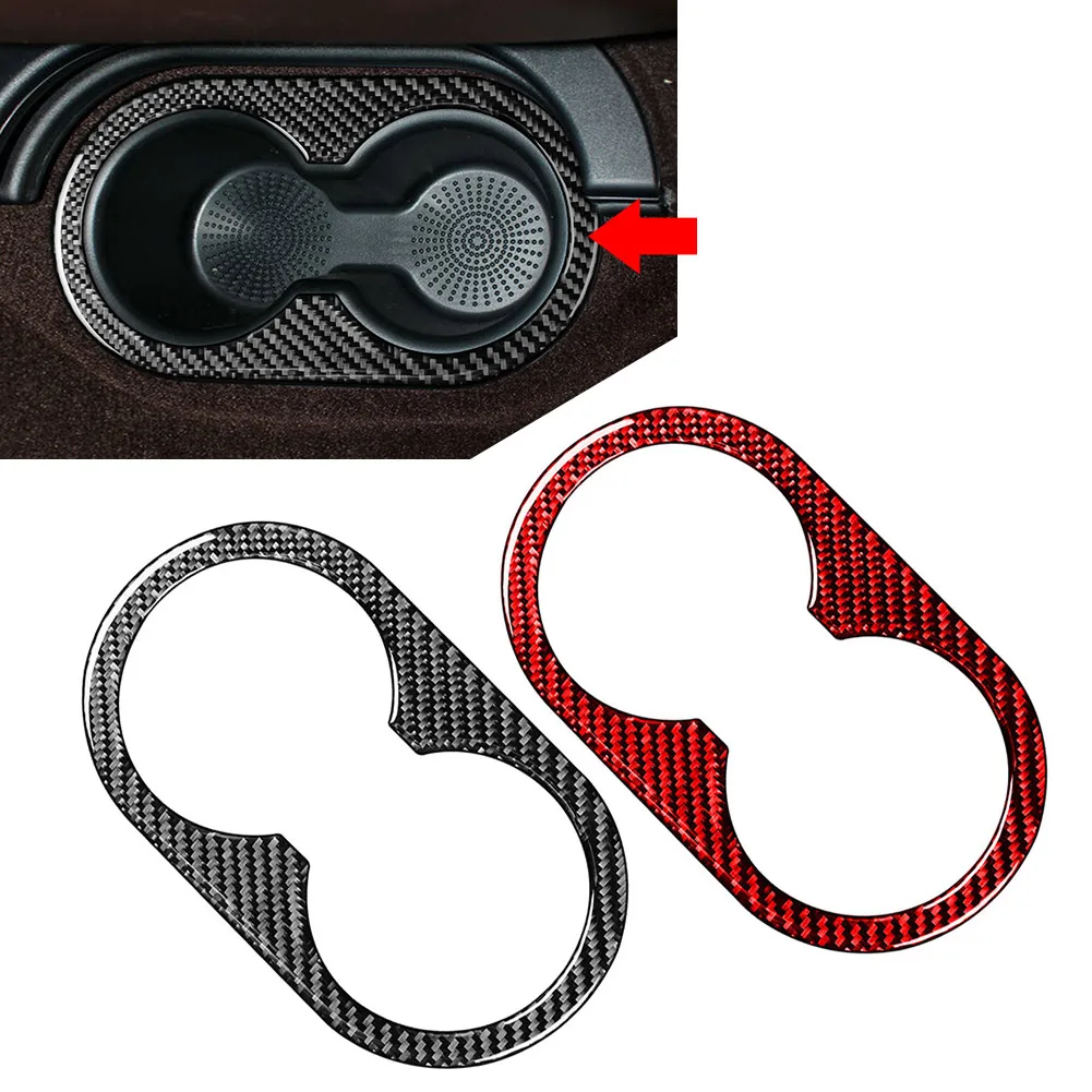LHD Car Rear Water Cup Holder Panel Cover Epoxy Coating Soft Self-Adhesive Trim For Dodge Ram 1500 2500 3500