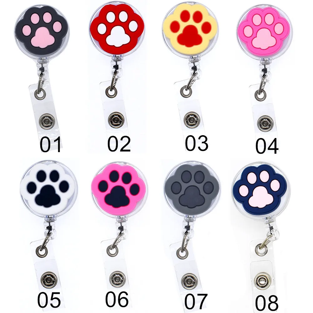 1PCS Kawaii Animal Badge Reels Cartoon Cat Paw Badge Reels Work Card Nurse Doctor Office ID/IC Card Holder Accessories