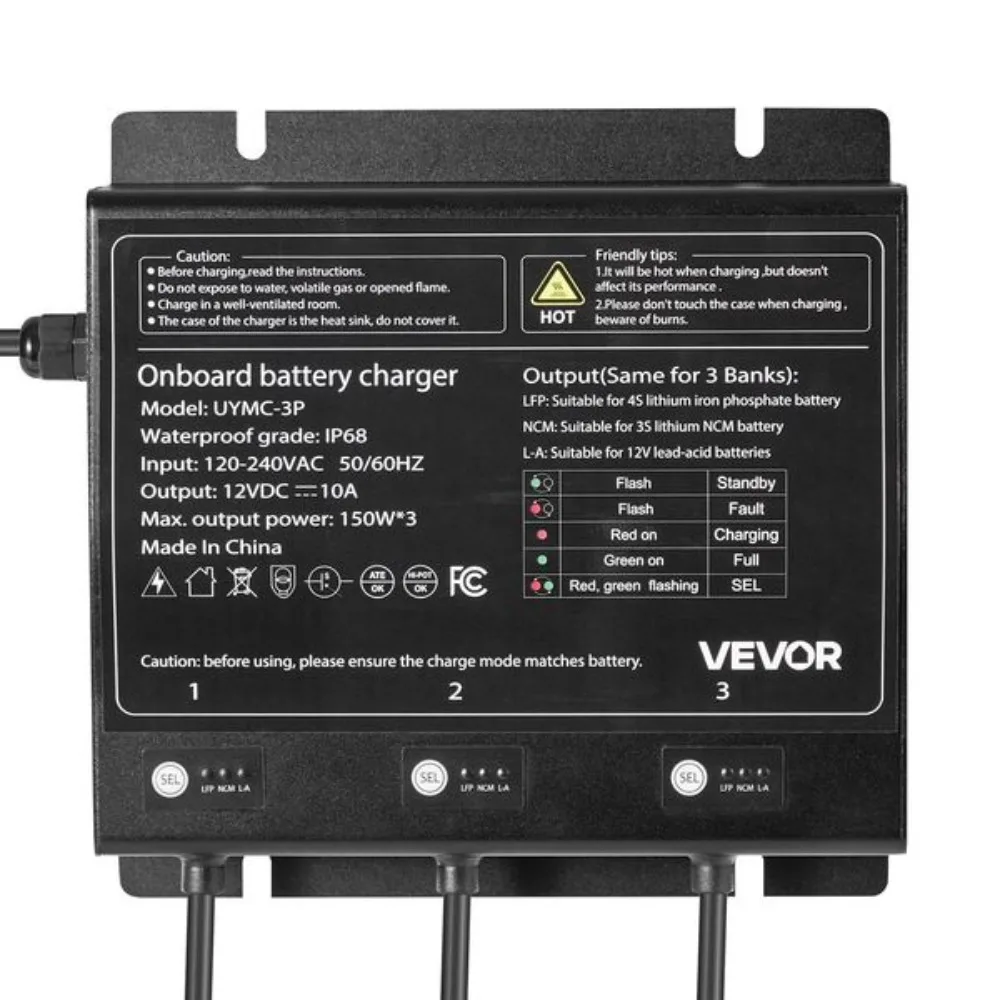 

3-Bank 10A 12V Smart Marine Battery Onboard IP68 Waterproof Boat RV