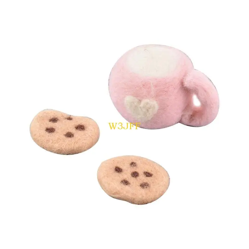 W3JF 3 قطعة/المجموعة DIY الطفل الصوف ورأى كوب الشاي باللبن مع قشة + الكوكيز زينة الوليد التصوير الدعائم الرضع صور اطلاق النار
