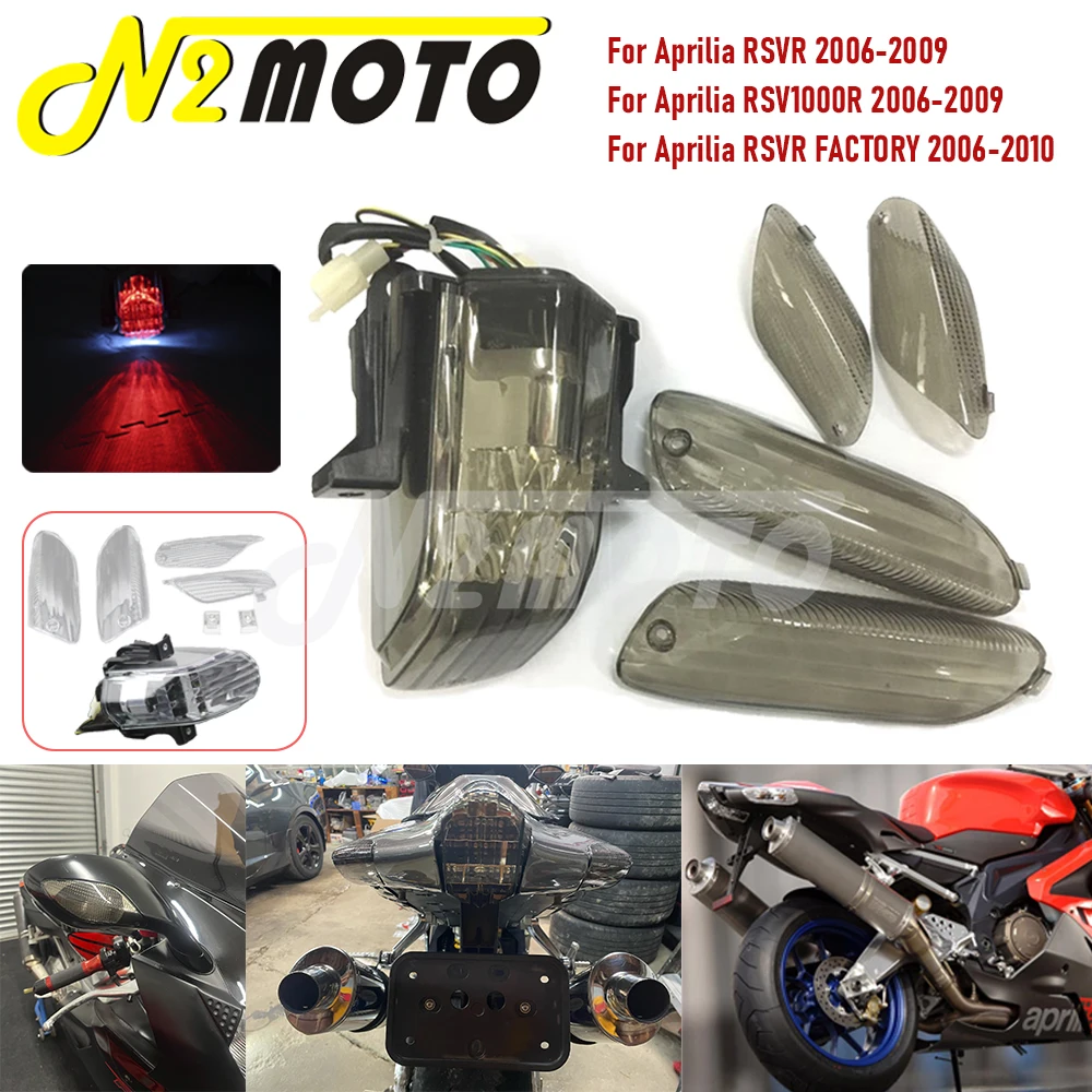 

Clear / Smoke Front & Rear Turn Signals Lens For Aprilia RSV1000R RSVR Factory 2006-10 Motorcycle Brake Taillight LED Stop Lamp