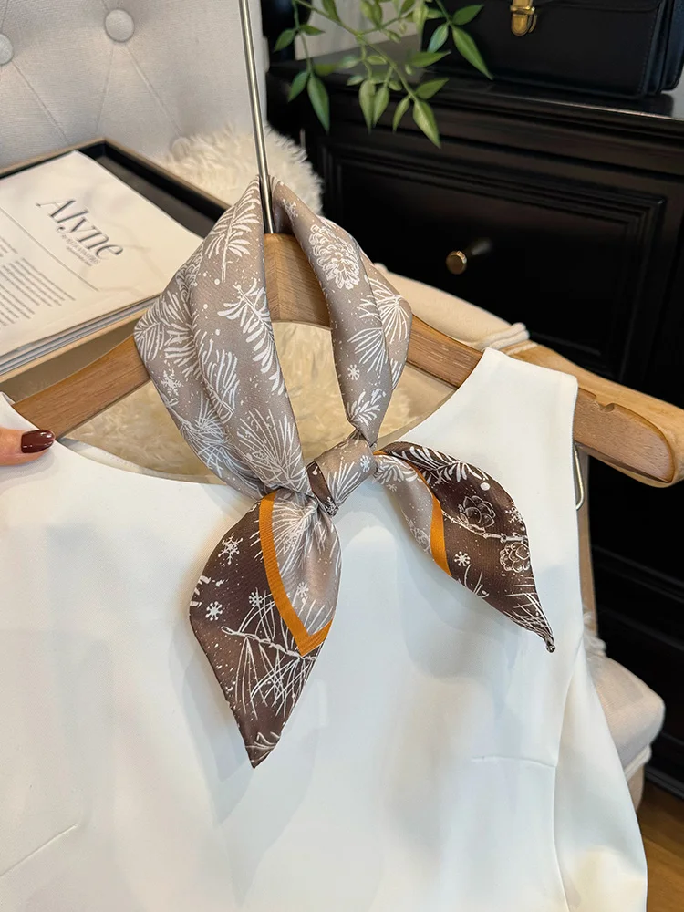 手作り縁飾りシルクスカーフ-本物のシルク-唐茶ミルクカラー-新スタイル-小さな正方形-高級-00-桑絹ツイル-小さなタオル