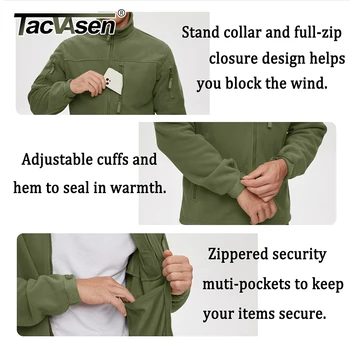 TACVASEN Men's Fleece Jacket Soft Warmth Windproof Full Zip Up Coat Multiple Zipper Pockets Hiking Working Outdoors Windbreaker 6 TACVASEN Men's Fleece Jacket Soft Warmth Windproof Full Zip Up Coat Multiple Zipper Pockets Hiking Working Outdoors Windbreaker 6