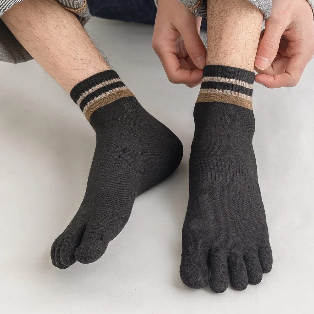 6 Pairs Men Toe Socks Fashion Ankle Socks with Separate Fingers High Quality Cotton Five Finger Athletic Socks