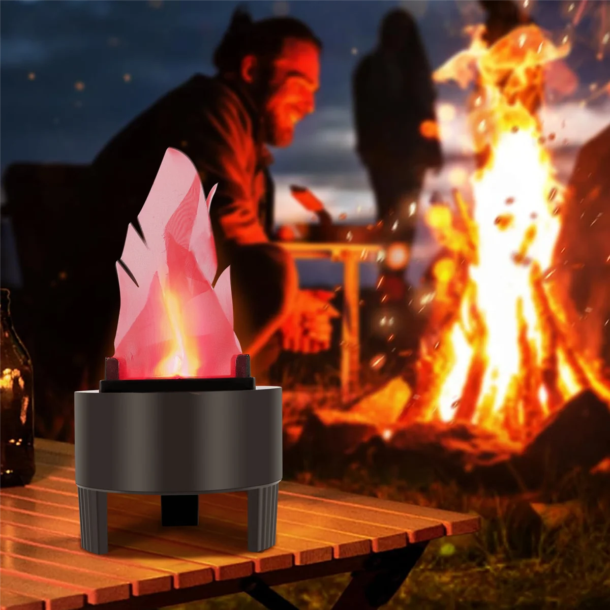 

ABLK LED Fire Flame Effect Light Artificial Electric Flicker Campfire Lamp Party Decor Supplies for Bar Stage Home, US Plug